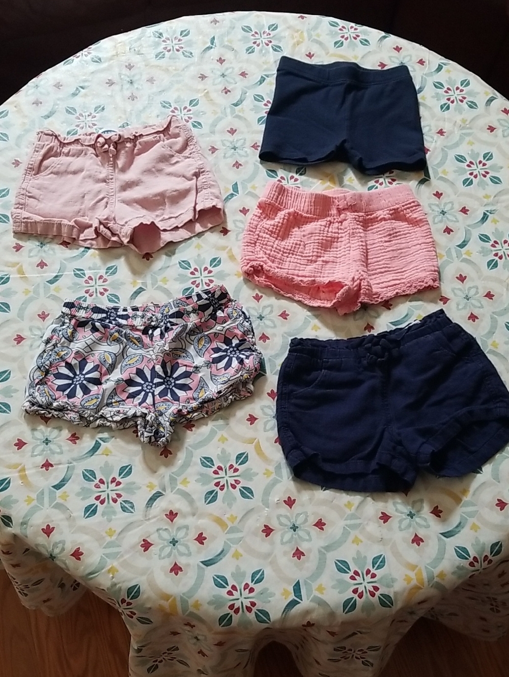 Bundle Of 5 Kids' Shorts - Pink, Peach, Floral and Navy - Size 3T